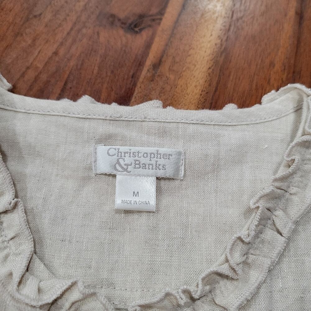 Christopher & Banks Linen Open Front Ruffled Fron… - image 3